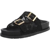 Ital-Design Elegante Damen-Sandalen mit verstellbaren Riemen Pantolette (89372693) Flach Pantoletten in Schwarz