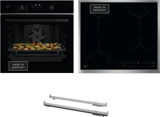 AEG Backofen-Set "HH24BSPIL" mit 1-fach-Teleskopauszug Pyrolyse-Selbstreinigung Made in Germany: Autarker Backofen mit Pyrolyse & Induktionskochfeld