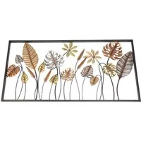 Dekoleidenschaft Wandbild "Blätter" aus Metall, 90x45 cm, in 3D Optik, Wanddeko, Wandschmuck, Blätter (1 St), Dekoobjekt, Metallbild, für Wohnzimmer Schlafzimmer Küche, Wandobjekt