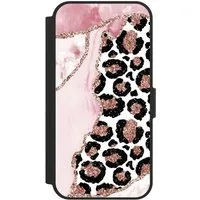 NIVOCASE Handyhülle Leopard Glitzer Look Marmor Patterns and Textures Smooth Pink, Apple iPhone 16e Klapphülle Handyhülle aus Kunst Leder