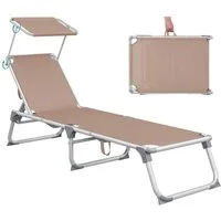SONGMICS Gartenliege Sonnenliege, klappbarer Liegestuhl, 1 St., 193 x 55 x 31 cm verstellbar, mit Sonnenschutz, bis 150 kg belastbar
