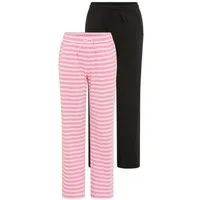 H.I.S Jerseyhose 2er Pack Wirkhosen 1x uni + 1x geringelt, für Mädchen (Packung, 2-tlg., 2) gerade Beinform, mit Gummizug am Bund, mit Logodruck als Applikation