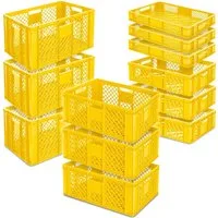 BRB-Lagertechnik Stapelbox 12x Stapelkorb/Bäckerkisten in 4 Größen, Grundmaß LxB 600x400 mm, Euro-Behälter aus hochwertigem, formstabilem Polyethylen-Kunststoff