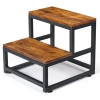 PRIISF Badhocker Tritthocker 2 Stufe Duschhocker Badestuhl Holzr Kindertritt Fußschemel (mit Anti-Rutsch-Gummi-Füße Duschstuhl Metall Bett Schritte, Trittleiter Doppel Trittstufe Wohnmobil Leiter Tritt Hocker), für Kinder, Erwachsene, Haustiere, Bad,