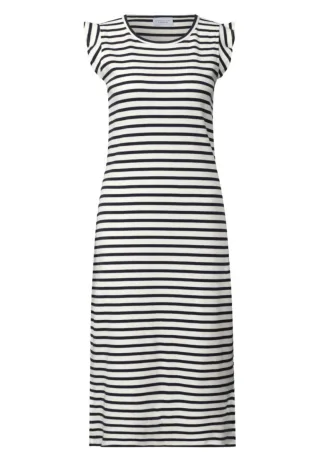 Street One - Gestreiftes Jerseykleid beige - Gr. - 44