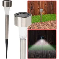 Casativo LED Solarleuchte Mini-LED Solarleuchten, Edelstahl-Erdspieß IP44 für Garten 16/32 St., LED fest integriert, bis zu 8h Licht/Dämmerungssensor/Ø x H: je 4,6 × 31,2 cm