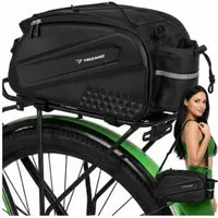 Trizand Fahrradtasche Fahrrad Gepäckträgertasche 10L wasserdicht Fahrradtasche Reflektoren (Fahrrad Gepäckträgertasche 10L mit Schultergurt und Reflektoren, 1x Gepäckträgertasche mit Schultergurt und Befestigungssystem), 10L Stauraum, wasserabweisend