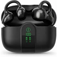 Futicare Bluetooth 6.0 Clip-On-Kopfhörer mit Dual-Mikrofon, 62 Std. Akku, Open-Ear-Kopfhörer (IPX5,kabellose Bluetooth Kopfhörer mit leichtem Ohrclip-Design)
