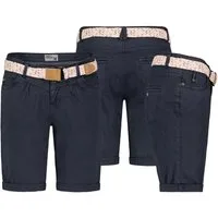 Urban Surface Bermudas Damen Short Bermuda kurze Hose Sommer Chino Stoff knielang mit Gürtel