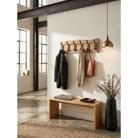 KADIMA DESIGN Wandgarderobe Design Wandgarderobe Akazie Massivholz / Metall 100 x 29 x 12,5 cm, Hakenleiste Flurgarderobe Wand, Garderobe Holz