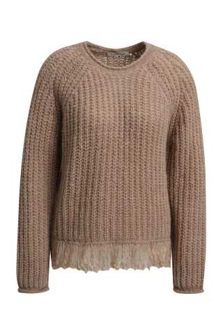 Smith&Soul - Hairy Raglan Pullover w Fringes toffee - Gr. - L