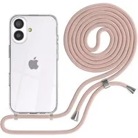 EAZY CASE Handykette Hülle mit Kette für Apple iPhone 17 6,3 Zoll, Slimcover Festival Hülle Band Handyketten Umhängehülle Altrosa