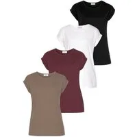 Boysen's T-Shirt im Basic-Stil, weicher Baumwoll-Jersey, viele Farben und Größen (Packung, 4er-Pack) figurumspielende Passform, Rundhalsausschnitt