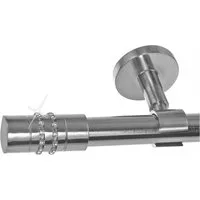 BASIT Gardinenstange Edelstahloptik 20mm mit Deckenträgern 120 cm E80, Ø 20 mm, 1-läufig, verschraubt, Metall, D31 120 cm E80 Zylinder mit Kristall
