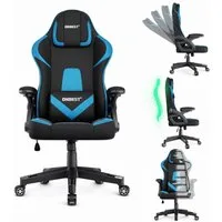 Onbest Gaming-Stuhl ergonomisch mit Lordosenkissen bis 150kg, 360°, verstellbare Armlehnen Kopfstütze Rückenlehne