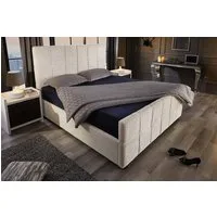 riess-ambiente Boxbett PRESTIGE 160x200cm creme Bouclé – mit Bettkasten & Kopfteil gepolstert (Einzelartikel, 1-St), Teddystoff-Optik, Stauraum unter der Liegefläche, elegantes Design