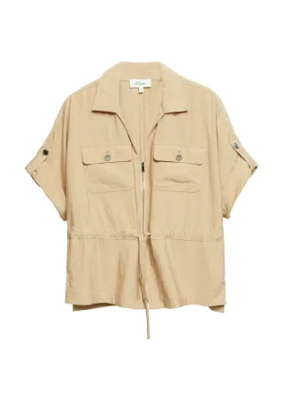 s.Oliver Red Label - Leichte Kurzarm-Jacke mit Bindedetail beige - Gr. - 42