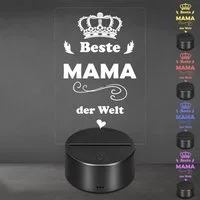 Lieblingsmensch LED Nachtlicht mit Gravur, Beste Mama, Acryl-Lampe mit romantischem Spruch, LED fest integriert, Farbwechsel oder feste Farbe mit Fernbedienung & Touch, Dekolampe zur Hochzeit, Geburtstag, Verlobung & Jahrestag