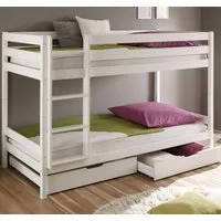 Homeline Etagenbett Kevin Etagenbett Kinderbett Weiss Hochbett Teilbar Massiv 90x200 cm