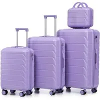 i@home Kofferset 14"/19"/24"/28" 4-teiliger Koffer, 4 Rollen, (4 tlg., 1 Kosmetiktasche, 1 Handgepäck, 2 Aufgabegepäck), zwei Größen mit Seitenhandgriffen, Aufhängehaken & Schutzfüßen