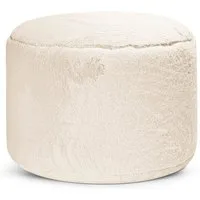 mokebo Pouf Der Flauschige (rund und aus Kunstfell), Made in Germany, Sitzhocker, Fußhocker, Felloptik in Beige