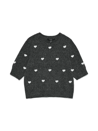 VERO MODA - VMDOFFY INTARSIA 2/4 O-NK PULLOVER Dark Grey Melange - Gr. - XL