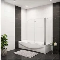 Duschparadies Badewannenfaltwand Duschwand mit Seitenwand 6 mm ESG Duschtür Badewannenfaltwand, Sicherheitsglas