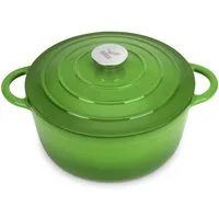 KLAMER Bräter Gusseisen Bräter 5 L, Gusseisen-Topf 25 cm backofengeeignet, Emaille …, Gusseisen, Exzellente Hitzeverteilung, Intensive Aromabildung, 5 Liter