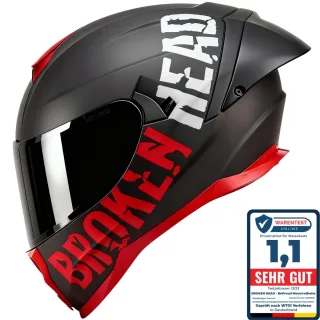 Broken Head Integralhelm BeProud Pro Sport Rot Sonnenblende + Verspiegeltes Visier