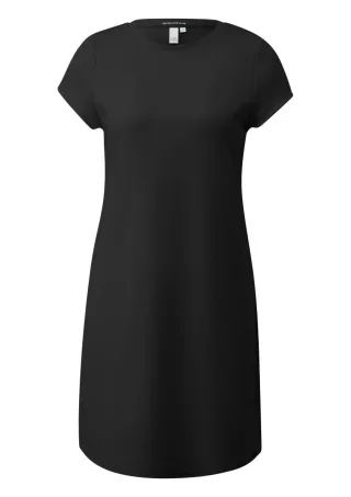 Q/S designed by - Kurzärmeliges T-Shirt Kleid mit Rundhalsausschnitt schwarz - Gr. - XS