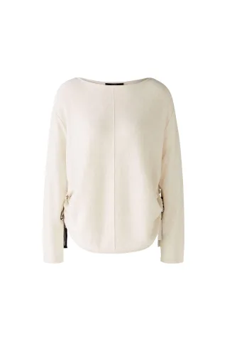 Oui - Pullover mit Seide offwhite - Gr. - 36