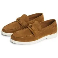Tommy Hilfiger LIGHT SUEDE FLAG HARDWARE LOAFER Loafer Slipper, Schlupfschuh, mit modischem Zierriegel und Ziernähten