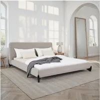 IDIMEX Polsterbett PATERNA, Doppelbett 180x200 cm mit Lattenrost und Polsterung Bouclé Stoff grau