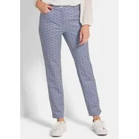 GOLDNER Stoffhose Slim Fit Printhose mit hohem Bund Stretchhose mit Formbund, Gürtelschlaufen, Reißverschluss, 7/8-Länge