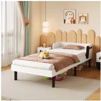zebery Massivholzbett Kinderbett Einzelbett Jugendbett mit Lattenrost, für Jugendliche und Kinder,Holzbett 90x200cm,Weiß