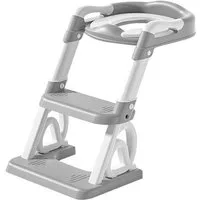JEOBEST Toilettentrainer Toilettensitz Kinder mit Treppe, Faltbarer Kinder Toiletten Trainer, (Toilettensitz 2 in 1, Tritthocker, Rutschfestes)mit Gepolstertem Sitz
