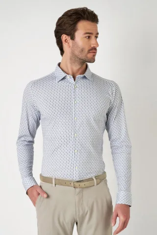 DESOTO - Casual Kent 1/1 grey-blue houndstooth - Gr. - XXL