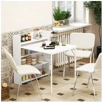 HOMCOM Klapptisch Klappbar Esstisch mit 4-stufigen Regalen für 3 Personen (Esszimmertisch, 1-St., Küchentisch), für kleine Räume, Küche, Esszimmer, 78,5 x 91 x 93 cm, Weiß