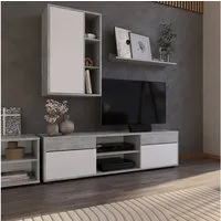 Vicco Wohnwand Berno, Beton/Weiß, 2 Teile, (1-St)