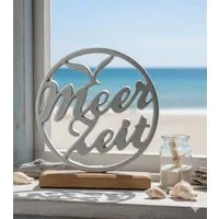 MF Dekoobjekt Ocean Breeze Meerzeit Standrelief Silber Holz (1 St)