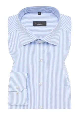 ETERNA - Hemd Popeline Langarm blau - Gr. - 42/Langarm - 65cm
