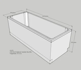 Neuesbad Wannenträger für Kaldewei Vaio Set/Star Nr.944/945 170x70 Überlauf gegenüberliegend SW83220