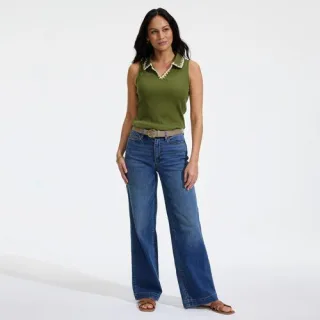 Recover Jeans High Waist mit weitem Bein in Plus-Größe, Damen, size: plus, Blau, by Lands' End
