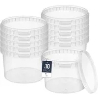 BENBOW Aufbewahrungssystem Eimer mit Deckel 30 20 10 5 3 1 0,5 L Transparent Lebensmittelecht, Polypropylen - Lebensmittelecht, Geschmacksneutral, Auslaufsicher, (10-tlg., PZH-, BRC- und DIN-ISO-zertifiziert), für Lebensmittel, Farben, Chemikalien