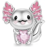 Gnoce Bead Gnoce Charm Axolotl mit Herz FSC154 Silber