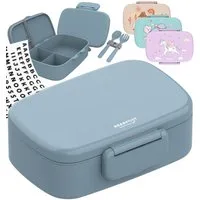 BEARFOOT Lunchbox Brotdose Kinder mit Fächern, leicht & auslaufsicher - blau, Kindergarten und Schule - Mädchen und Jungen, Vesperbox, Snackbox