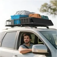 HOMCOM Dachträger mit Windschutz, bis 90,7kg belastbar (Dachgepäckträger, 1-St., Universal Dachkor), für SUV Trucks, 110,5 x 99,5 x 18,5cm, Schwarz
