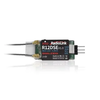 Radiolink R12DSE 2.4GHz 12CH SBUS/PPM DSSS & FHSS Real-time Built-In Telemetry Dual Antenna Mini RC Receiver SBUS Signal