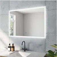 AQUABATOS Badspiegel Badezimmerspiegel Badspiegel Led Spiegel mit Beleuchtung Lichtspiegel, 100x70cm Kaltweiß 6400K Anti-beschlag IP44 Energiesparend