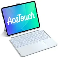 Inateck iPad Air Pro 12.9-13 Zoll Hülle mit Tastatur, 7 Farben Hinterleuchtet iPad-Tastatur (6" Großes Trackpad, Abnehmbar, mit Stifthalter, QWERTZ)